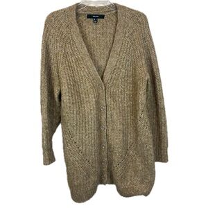 Vero Moda Women's Orina V-Neck Long Cardigan Button Down Size L Large Tan